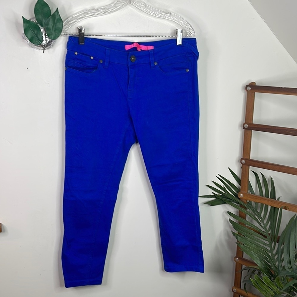 Vivid Blue Tinseltown Denim Couture Straight Leg Cropped Jeans 7
